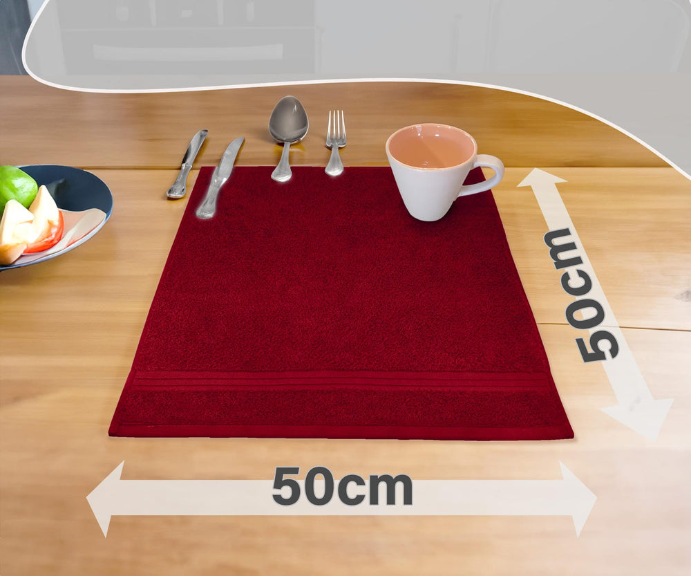 Frottee Küchenhandtücher 50x50 cm 4er Set Rot - Rubin