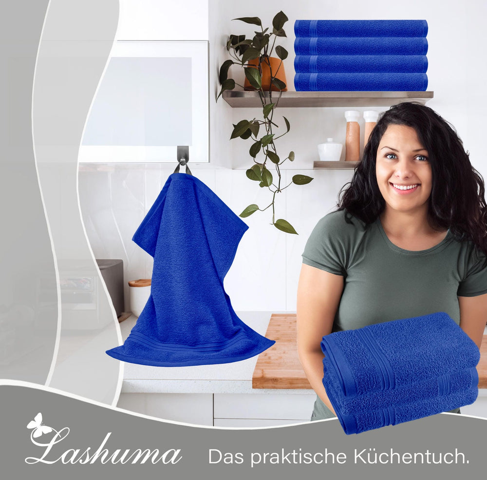 Frottee Küchenhandtücher 50x50 cm 4er Set Königs - Blau