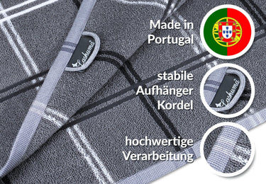 Frottee Küchenhandtuch 50x50 cm, 3er Set Grau - Dunkel
