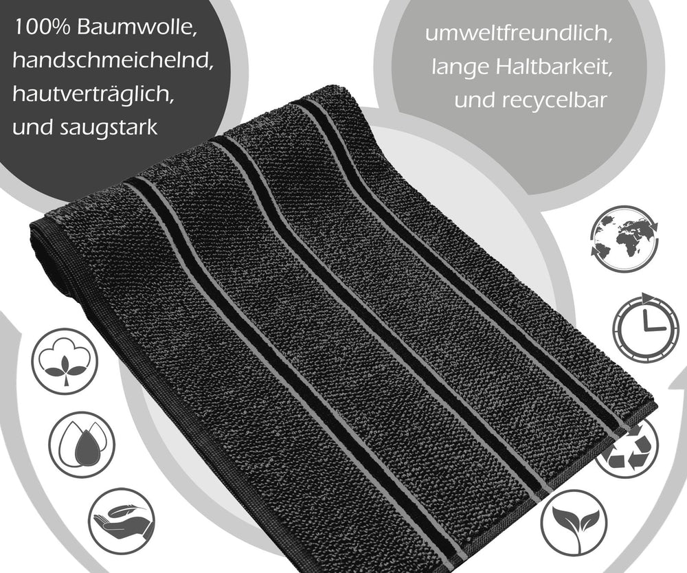 4er Frottee Küchenhandtücher 50x50 cm Schwarz