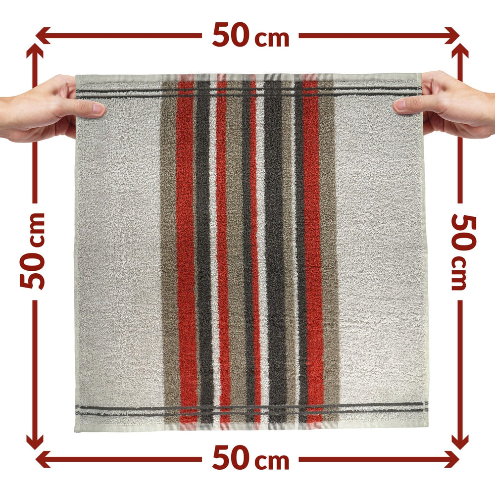 4er Frottee Küchenhandtücher 50x50 cm gestreift Rot - Grau