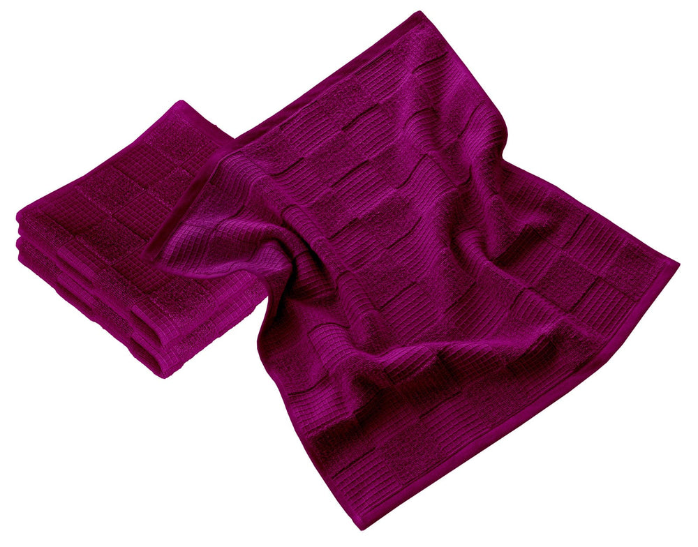 Geschirrtücher 2 in 1 Waffelpique und Frottee 50x50 cm, Violett - Orchidee