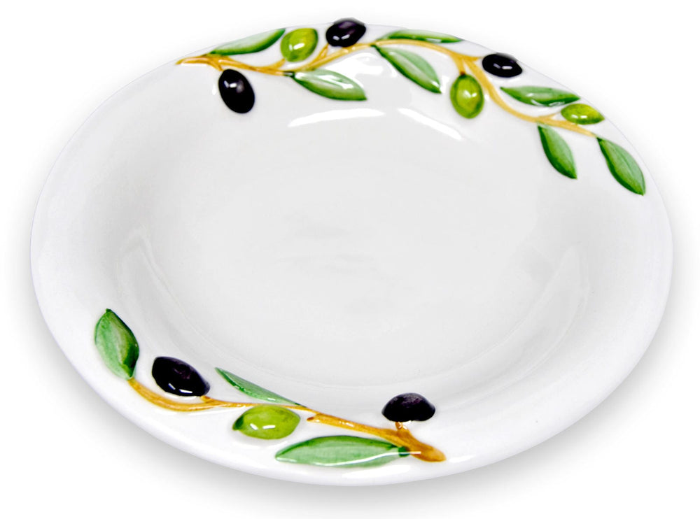 2er Set Kombiservice Olive, Tiefer Suppenteller 23 cm und Servierplatte 27 x 27 cm, Handgemachtes Geschirrset aus Italienischer Keramik