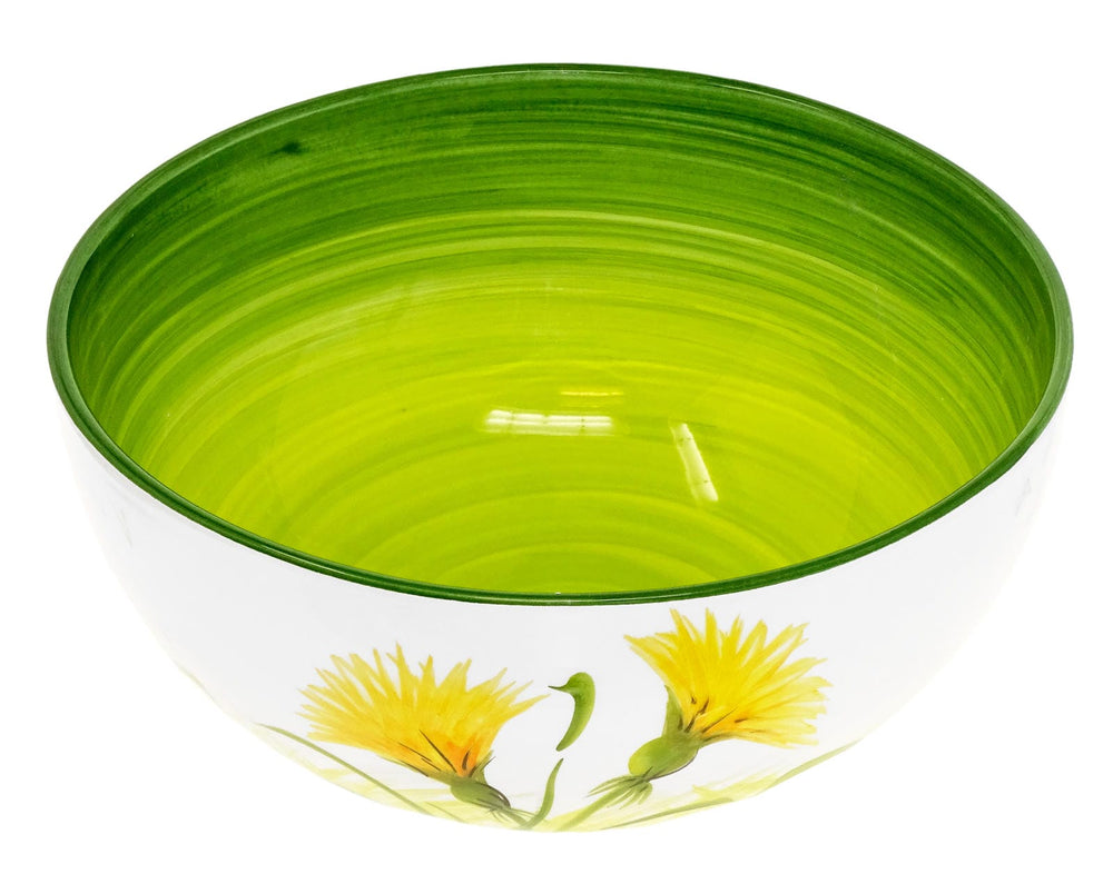 Servierschüssel Keramik Motiv: Pusteblume, Obstschale rund 26 cm, Italienische Salatschüssel