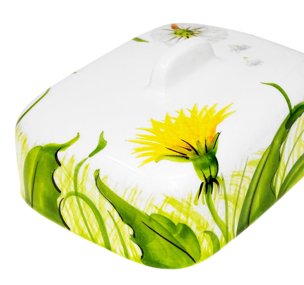 Keramik Butterdose Pusteblume  18x14 cm, Butterglocke mit Deckel