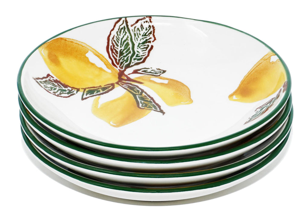 Servierteller Zitrone gelb, Suppenteller rund 19 cm Ø, Keramik Speiseteller 4er Set