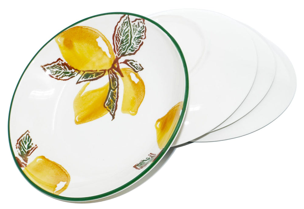 Servierteller Zitrone gelb, Suppenteller rund 19 cm Ø, Keramik Speiseteller 4er Set