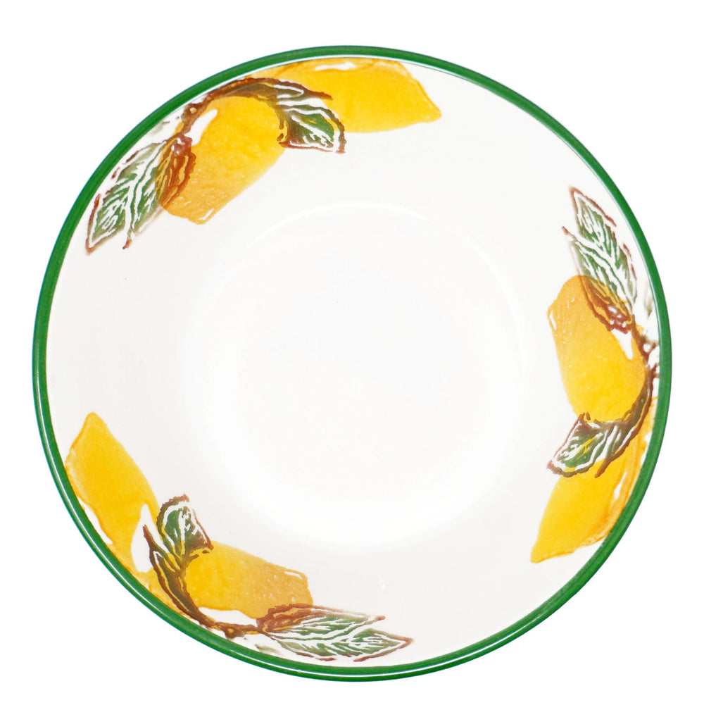 Schalen Keramik rund, 4er Set Salatschalen gelb Zitrone, Frühstücksschüsseln tief 14 cm Ø