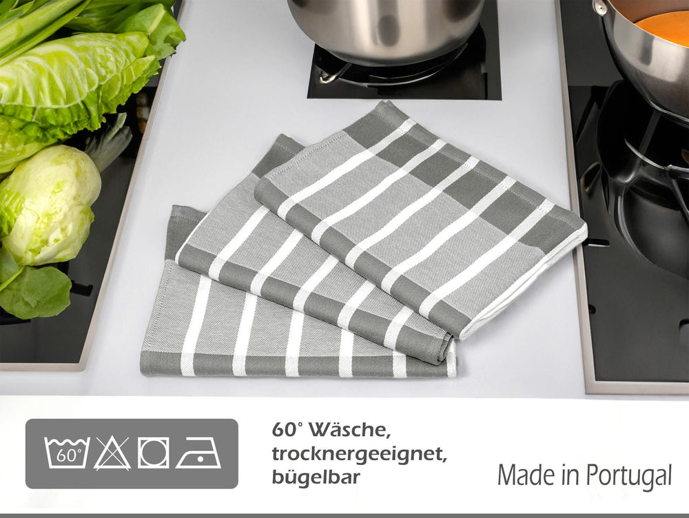 Geschirrhandtücher 3er Set 50x70 cm, Grau - Weiß