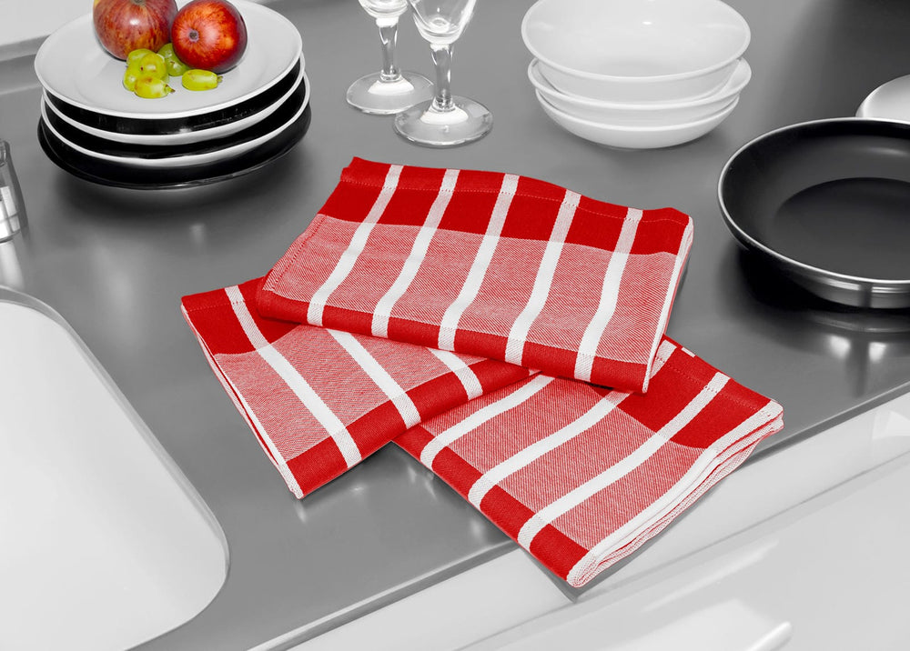 Geschirrhandtücher 3er Set 50x70 cm, Rot - Weiß