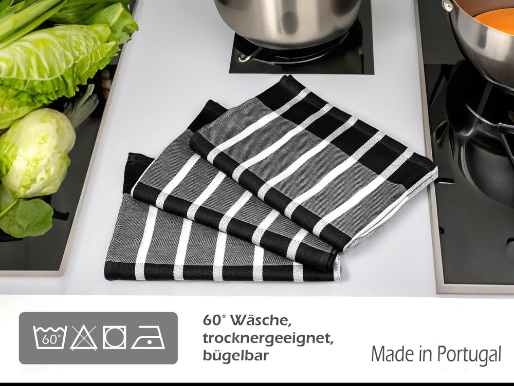Geschirrhandtücher 3er Set 50x70 cm, Schwarz - Weiß