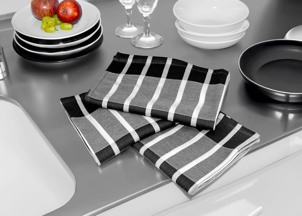 Geschirrhandtücher 3er Set 50x70 cm, Schwarz - Weiß