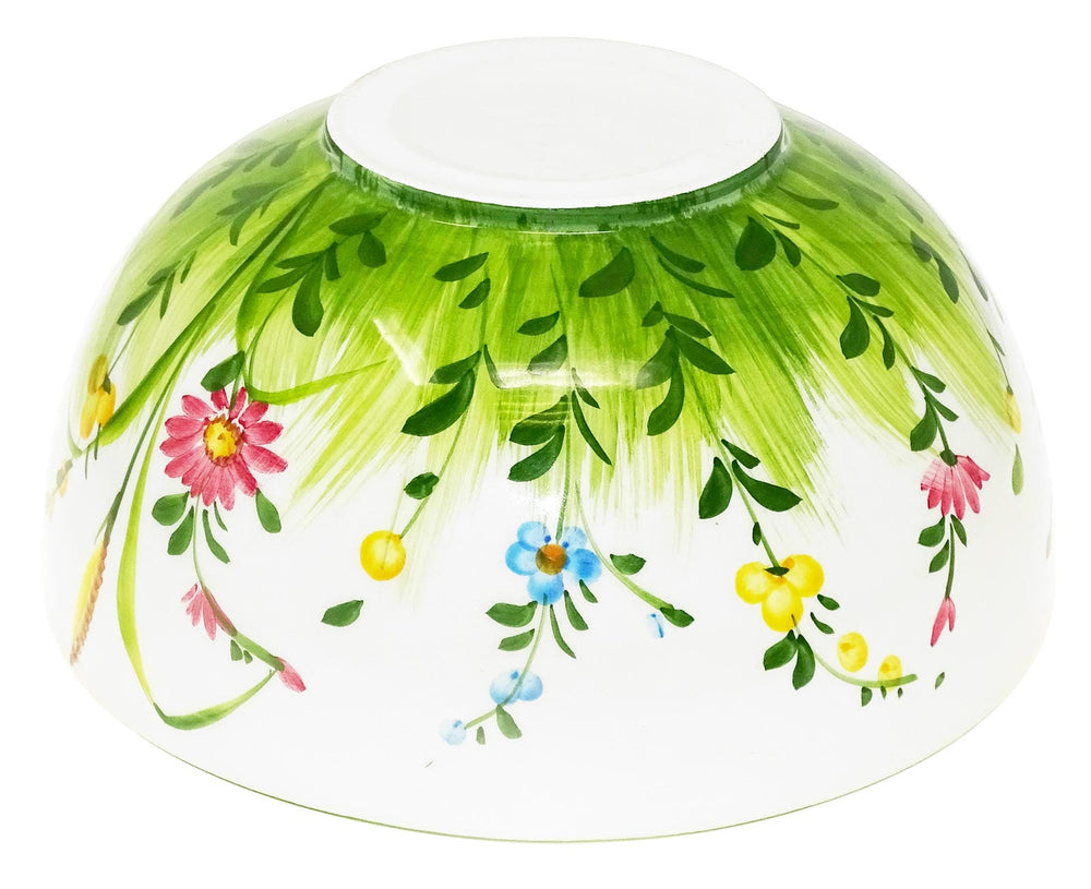 Handgemachte Salatschüssel mittel, Italienische Keramik Schüssel mit Blumenwiesen Muster, Salat Schale Rund 22 cm