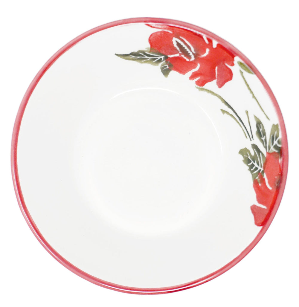 Müslischüsseln bunt Mohnblume, 4x Servierschalen rund, Keramik Suppenschüsseln 14 cm Ø