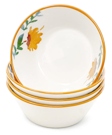 Suppenschüsseln rund 14 cm Ø, Schälchen bunt Blütenfest, 4er Keramikschüssel Set