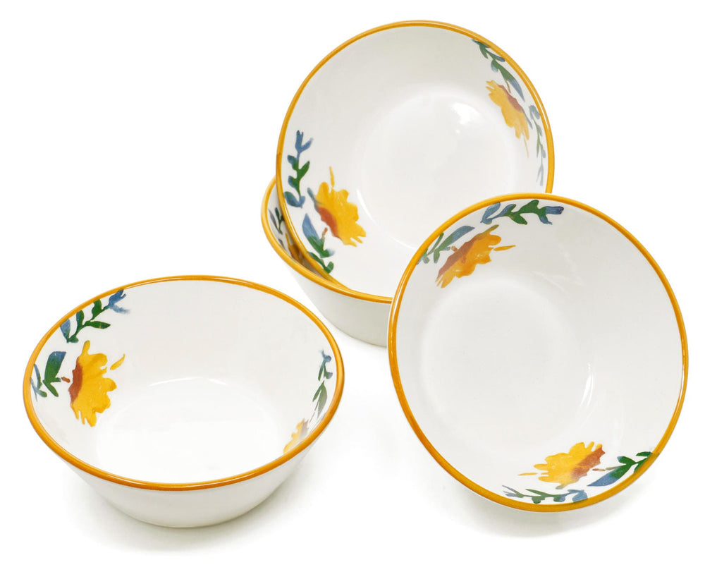 Suppenschüsseln rund 14 cm Ø, Schälchen bunt Blütenfest, 4er Keramikschüssel Set