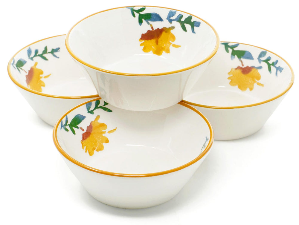 Suppenschüsseln rund 14 cm Ø, Schälchen bunt Blütenfest, 4er Keramikschüssel Set
