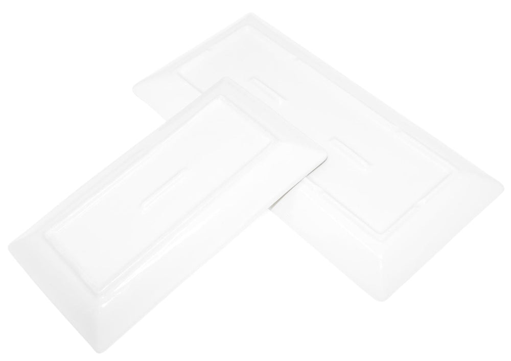 Kuchenplatten blau Enzian, 2er Set Speiseteller 28x15 cm - 38x18 cm, Fleischteller eckig