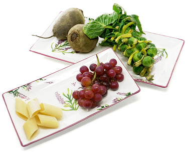 tiefe Obstplatten 28x15 cm - 38x18 cm, Servierteller Set 2 teilig, Speiseteller lila Lavendel