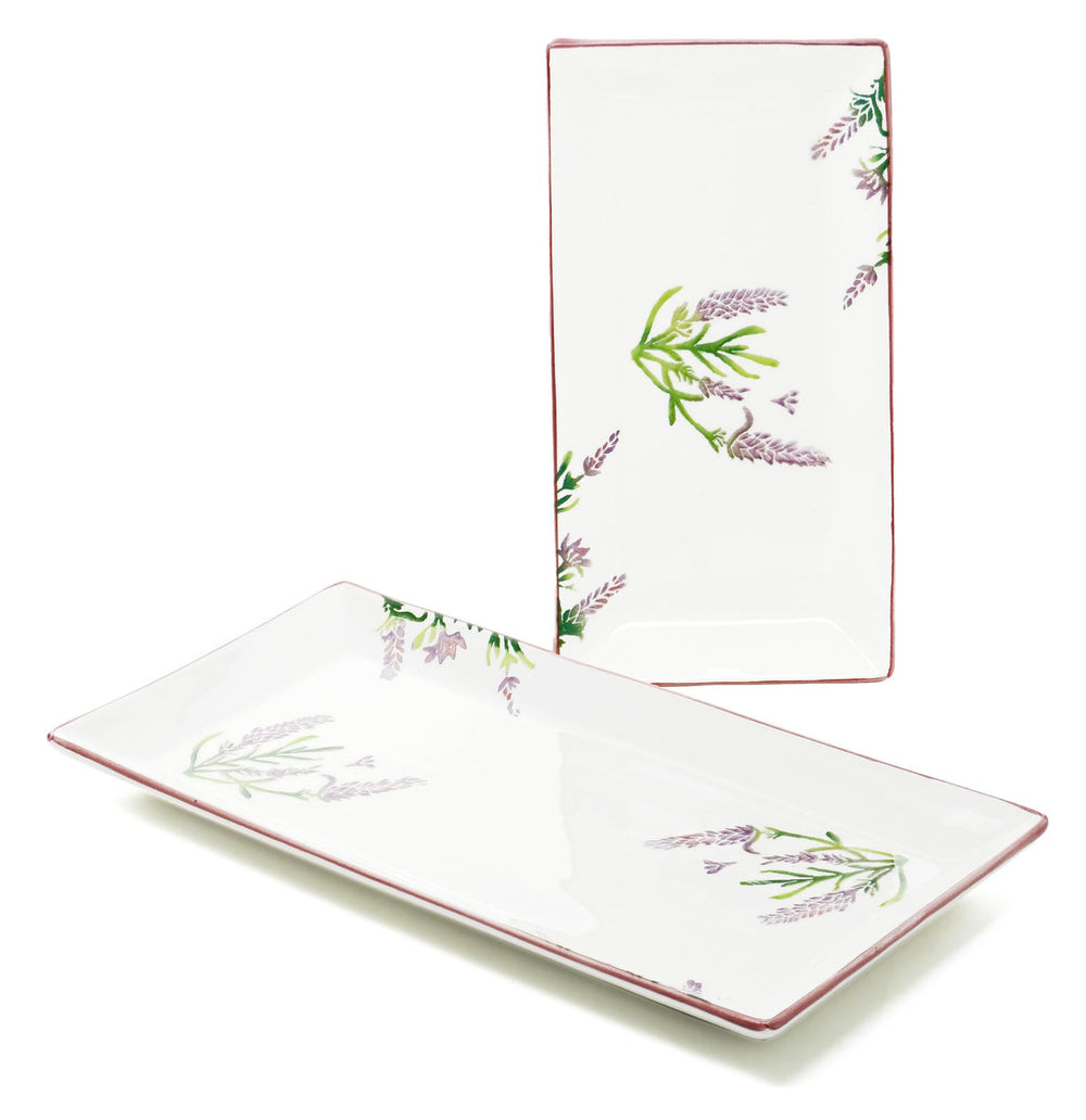 tiefe Obstplatten 28x15 cm - 38x18 cm, Servierteller Set 2 teilig, Speiseteller lila Lavendel