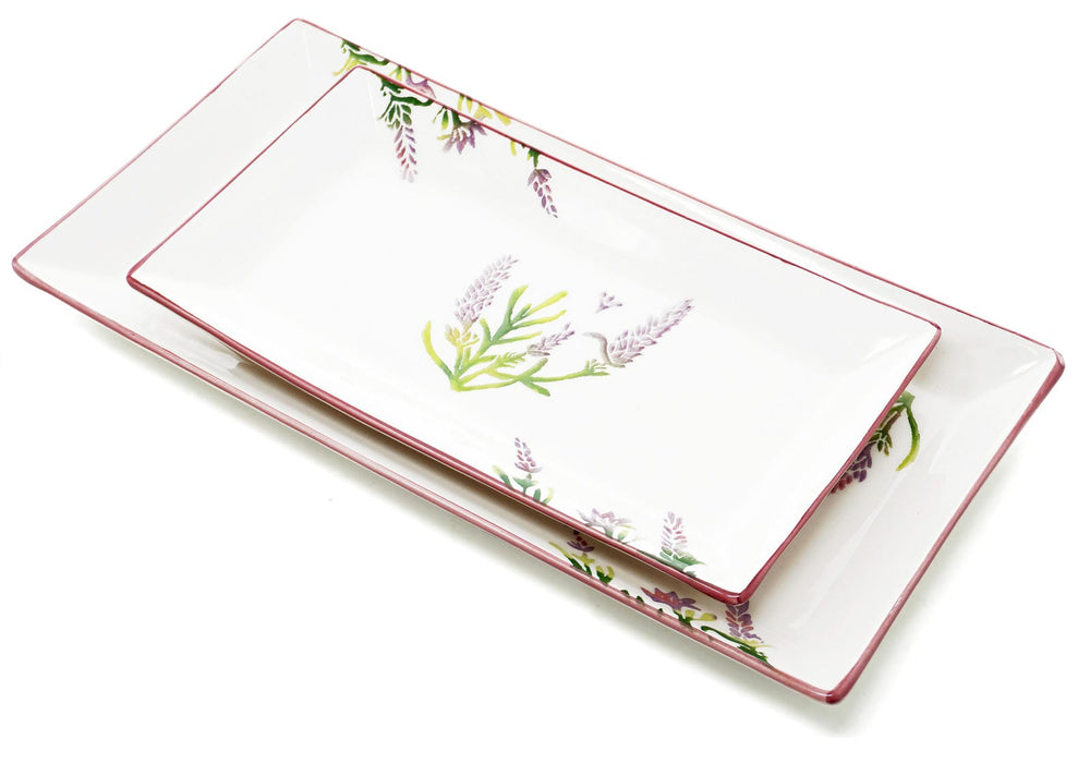 tiefe Obstplatten 28x15 cm - 38x18 cm, Servierteller Set 2 teilig, Speiseteller lila Lavendel