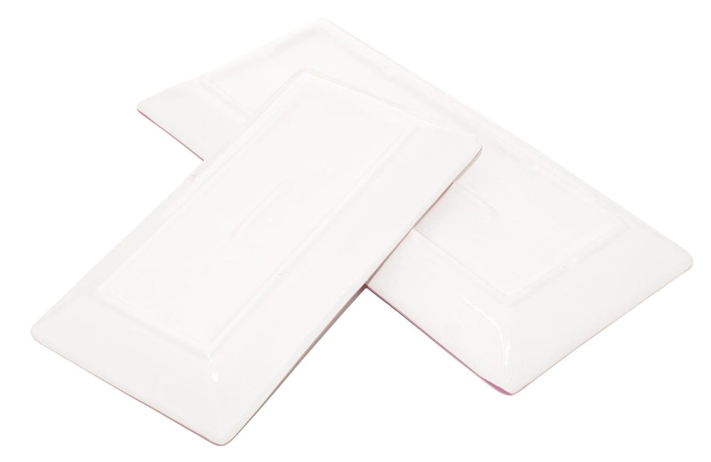 tiefe Obstplatten 28x15 cm - 38x18 cm, Servierteller Set 2 teilig, Speiseteller lila Lavendel