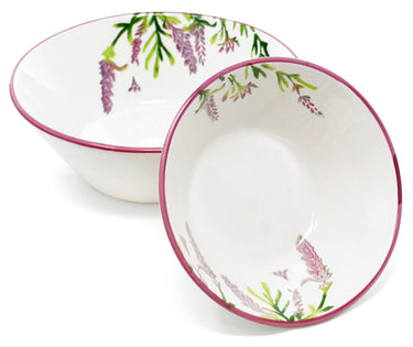 Schalen 2er Set lila Lavendel, Obstschüssel Keramik 18 cm Ø, runde Servierschüssel 23 cm Ø