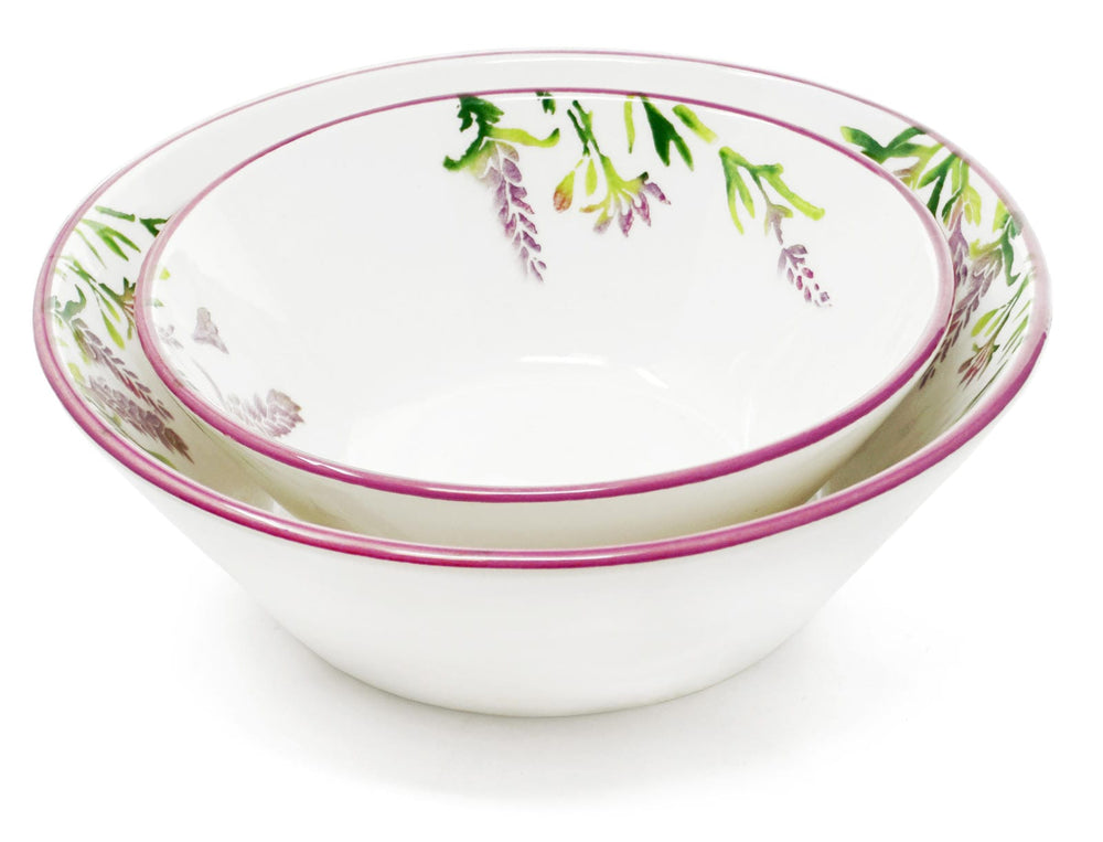 Schalen 2er Set lila Lavendel, Obstschüssel Keramik 18 cm Ø, runde Servierschüssel 23 cm Ø