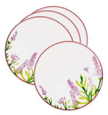 runde Kuchenteller 15 cm Ø, Frühstücksteller lila Lavendel, Brotteller Set 4 teilig