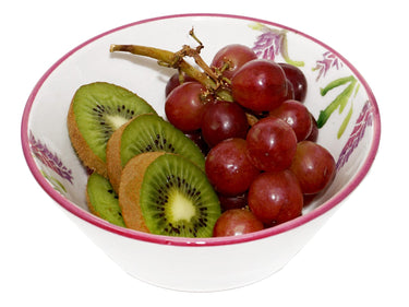4x Obstschüsseln Keramik, runde Salatschüsseln 14 cm Ø, Suppenschalen lila Lavendel