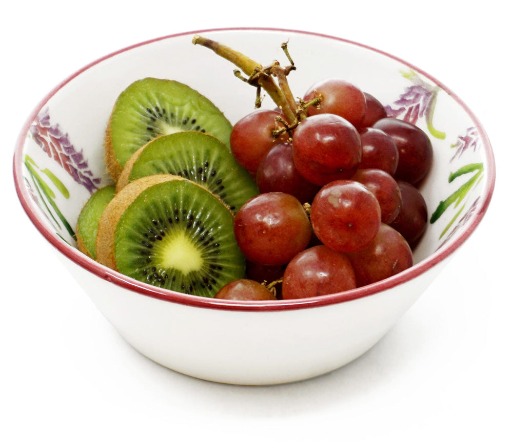 4x Obstschüsseln Keramik, runde Salatschüsseln 14 cm Ø, Suppenschalen lila Lavendel