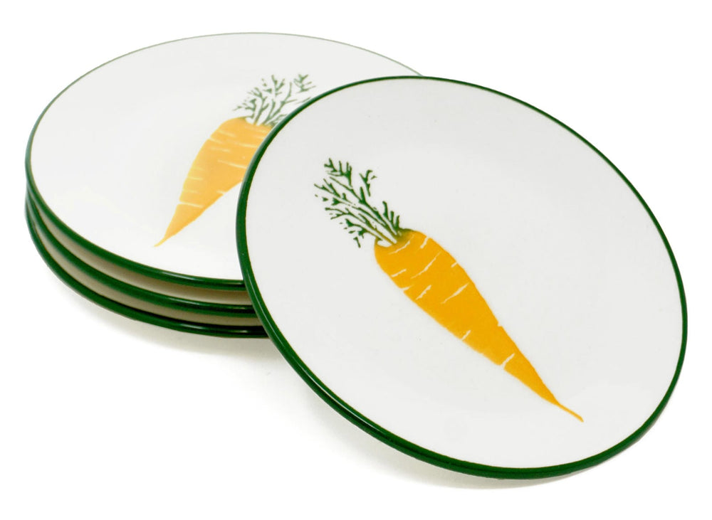 Bunte Keramik Teller klein, Servierteller Set 4 Personen, Dessertteller 15 cm Ø Gemüse