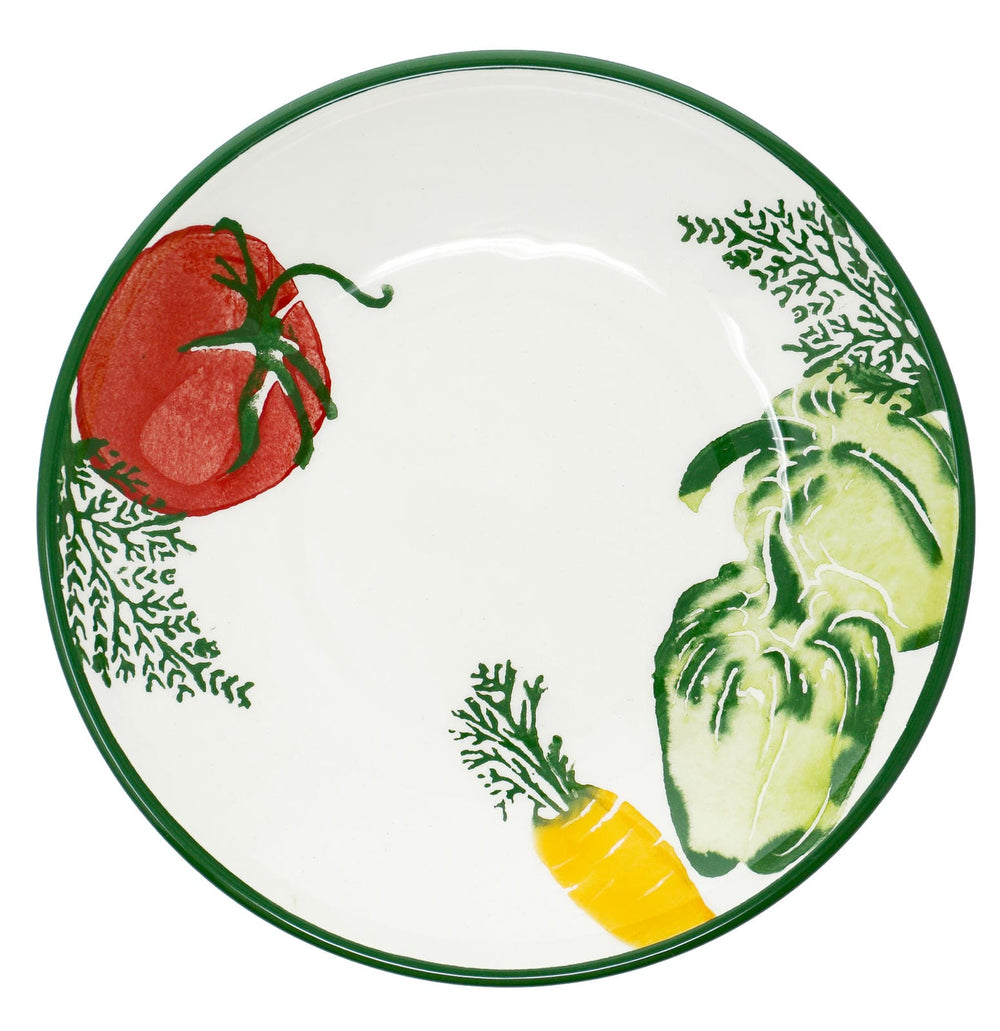 Essteller 4er Set Keramik, Nudelteller bunt Gemüse, Servierteller rund 19 cm Ø