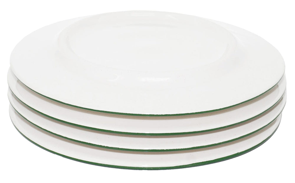 4er Keramik Teller Set 19 cm Ø, Speiseteller bunt flach, Kuchenteller rund Gemüse
