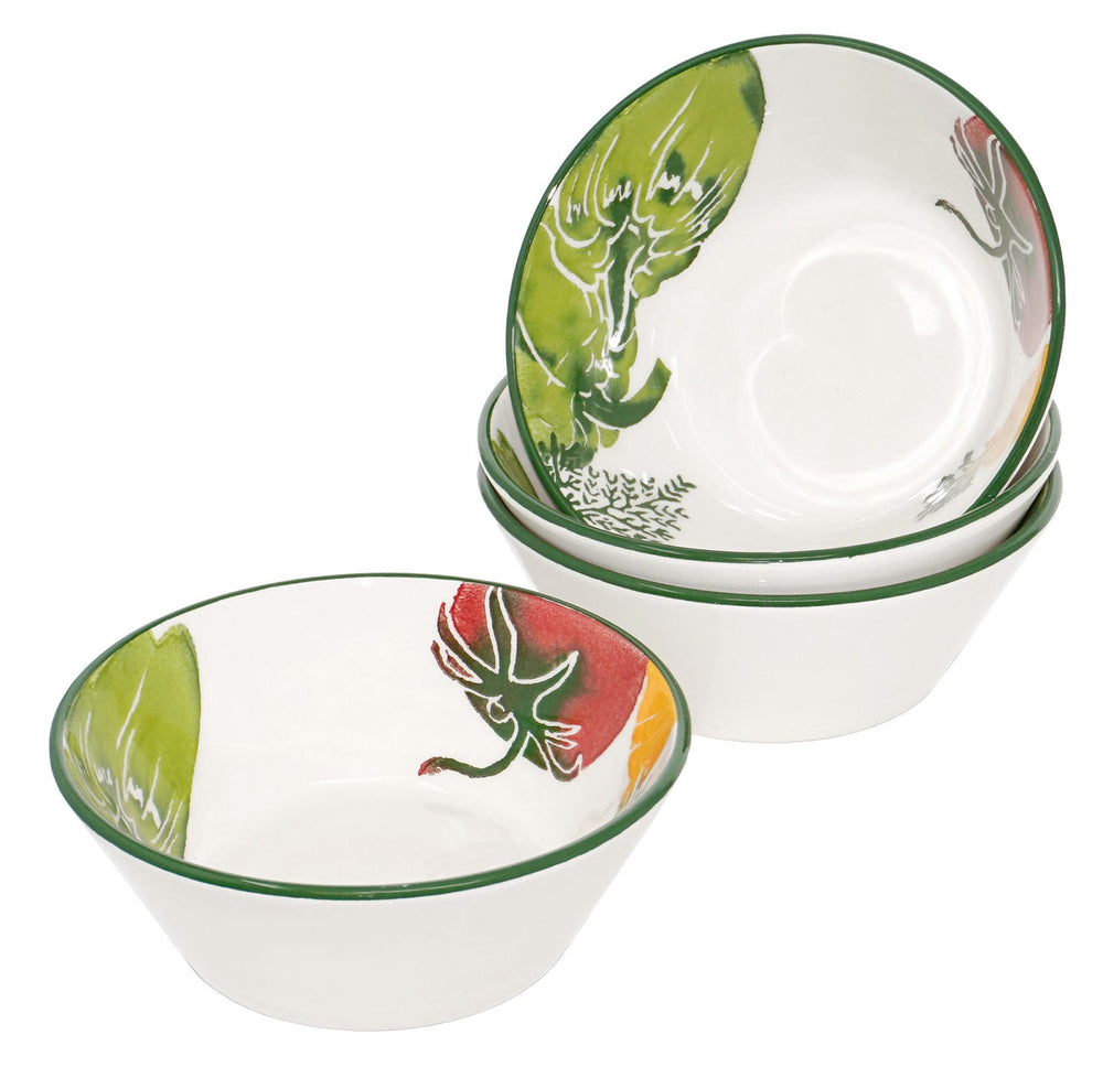 4 teiliges Schüssel Set 14 cm Ø, Müslischalen bunt Gemüse, Frühstücksschalen Keramik