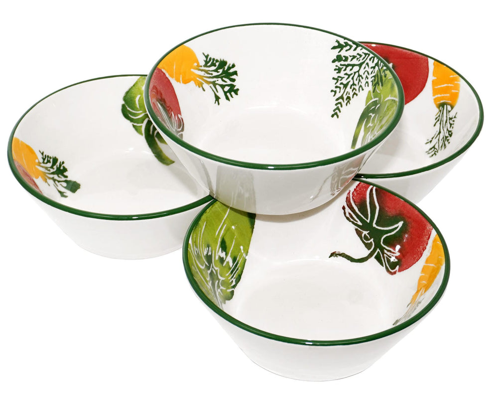 4 teiliges Schüssel Set 14 cm Ø, Müslischalen bunt Gemüse, Frühstücksschalen Keramik