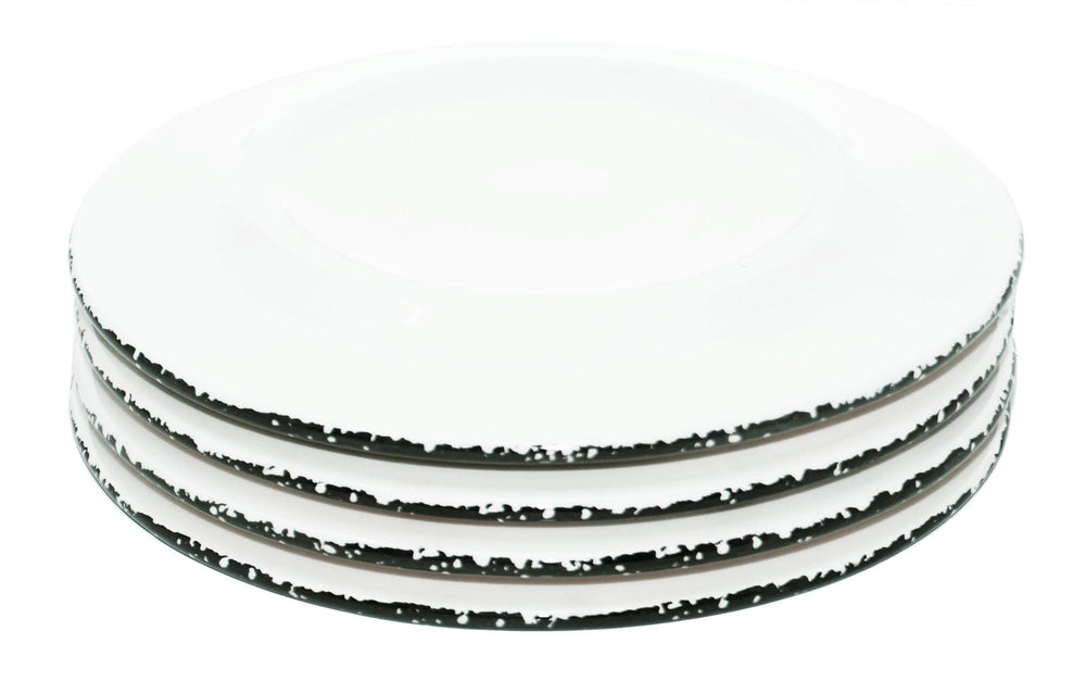4x Mittelteller grün weiß, mittelgroße Tellerset Keramik Oliven 19 cm Ø