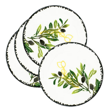 4er Set kleine Essteller grün Olive, Anrichte Keramik für Party15 cm Ø