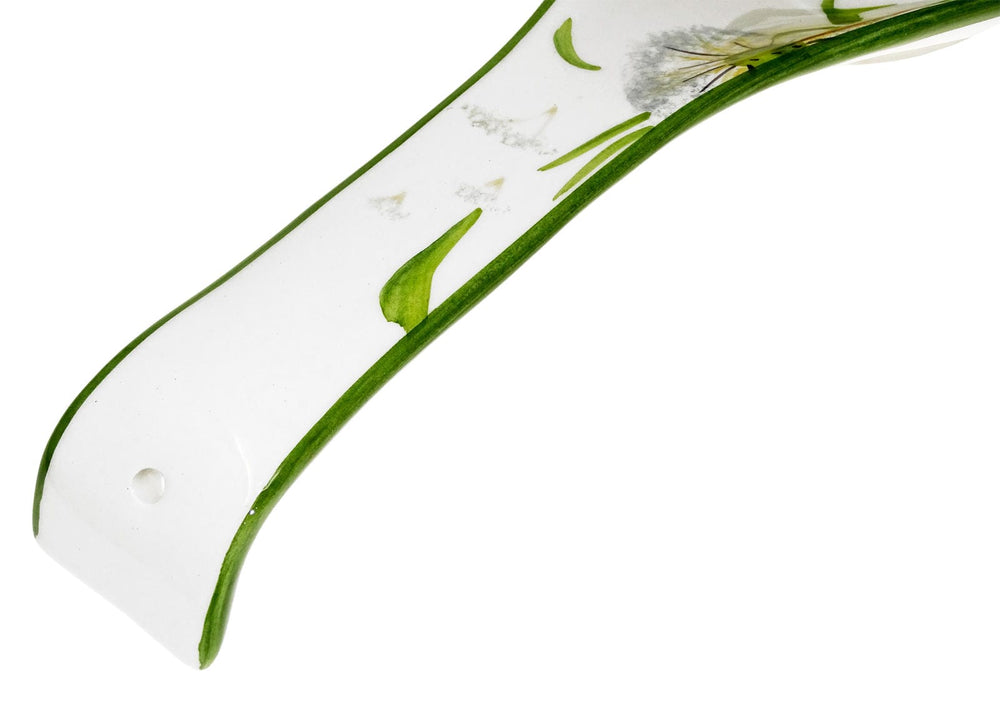 Handgemachte Löffelablage aus Italienischer Keramik, bemalt mit Pusteblume