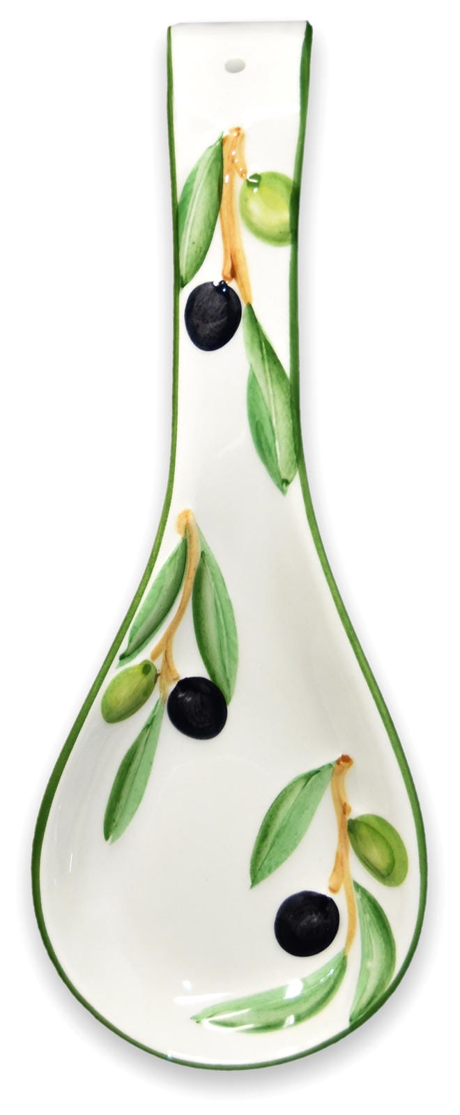 Handgemachte Löffelablage aus Italienischer Keramik, Olive