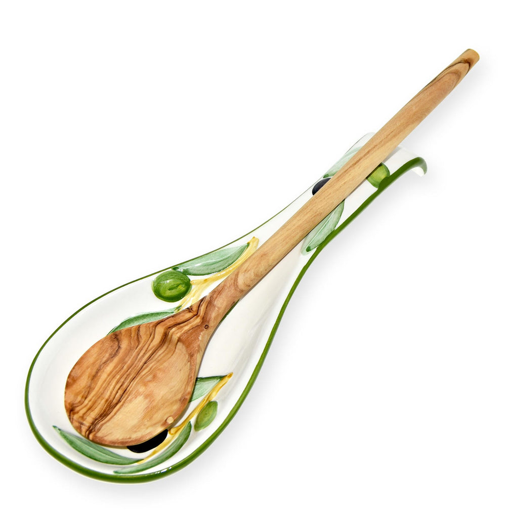 Handgemachte Löffelablage aus Italienischer Keramik, Olive