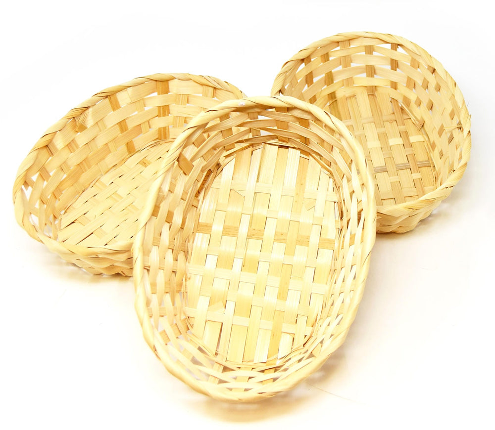 Bambus Körbchen in 3er Set Oval 18x13 cm