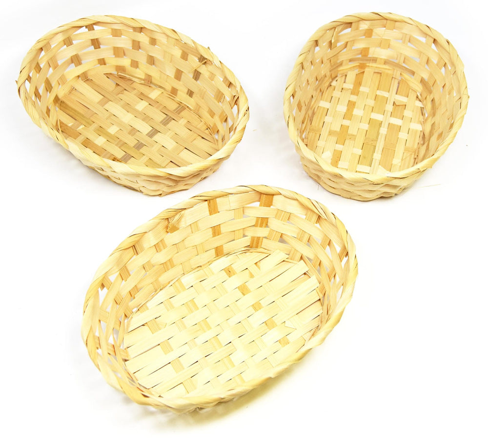 Bambus Körbchen in 3er Set Oval 23 x 17 cm