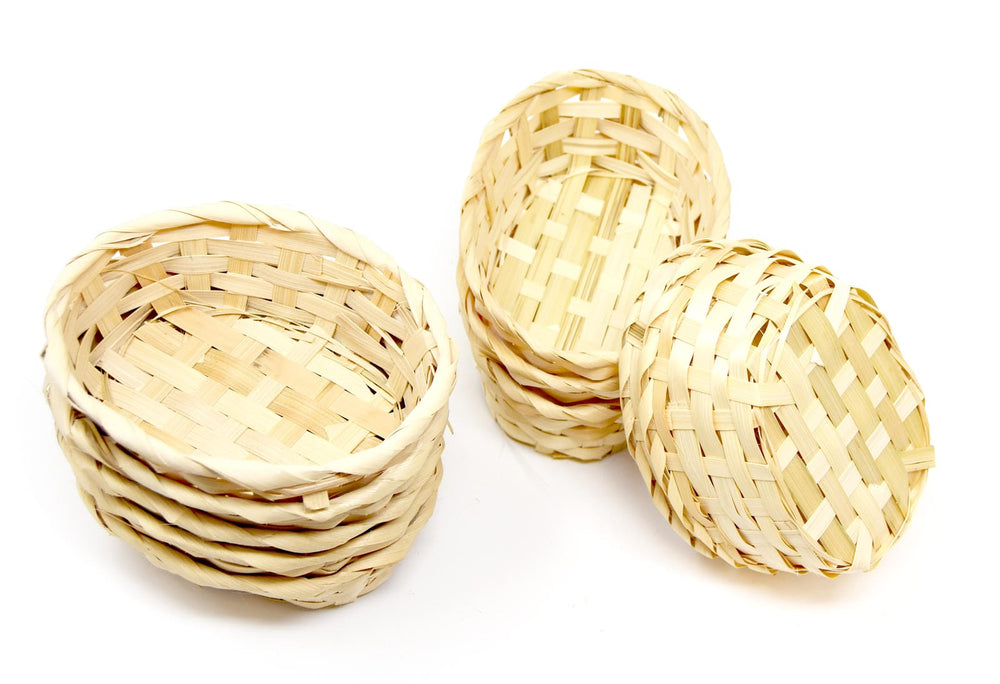 Bambus Körbchen in 10er Set Oval 16 x 11 cm