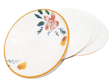 Salatteller tief 19 cm Ø, Teller Pasta 4 Personen, Keramikteller bunt Blütenfest