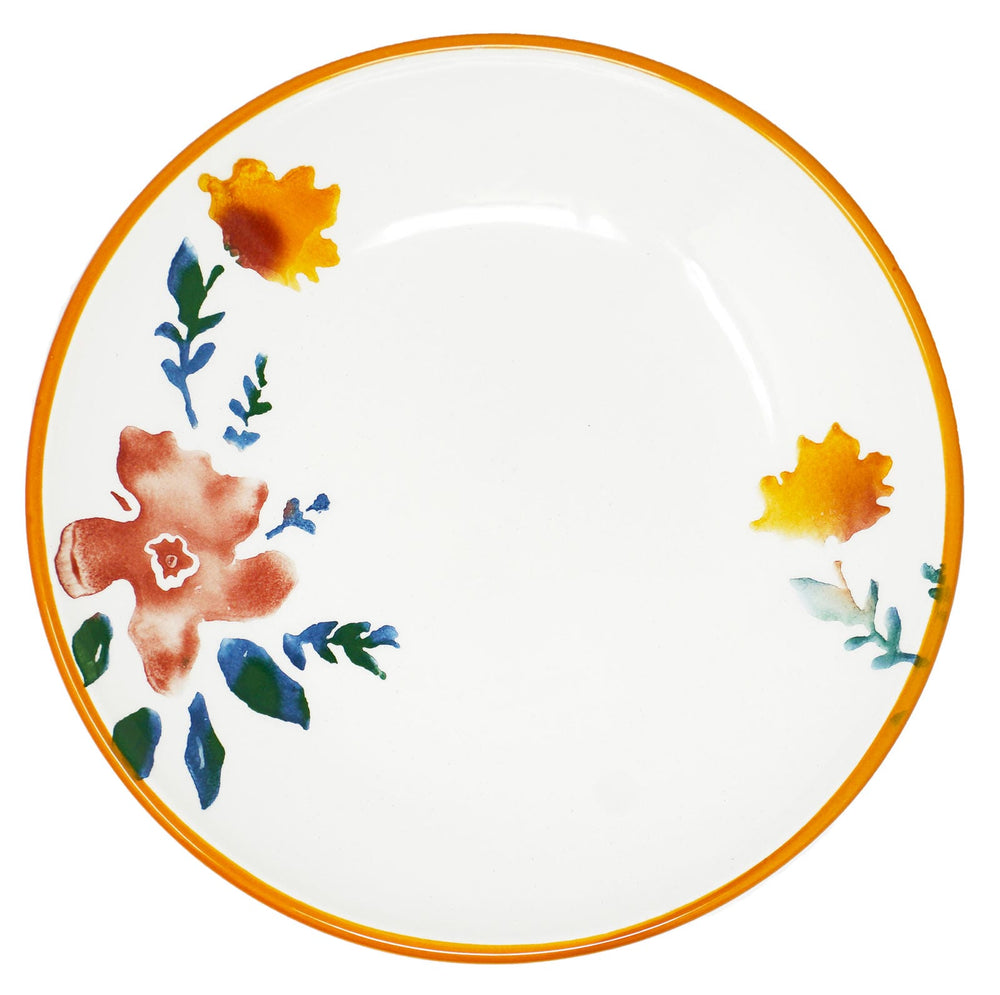 Salatteller tief 19 cm Ø, Teller Pasta 4 Personen, Keramikteller bunt Blütenfest