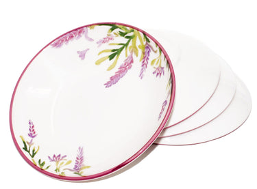 Suppenteller lila Lavendel, Tellerset Keramik 4 teilig, Speiseteller tief 19 cm Ø