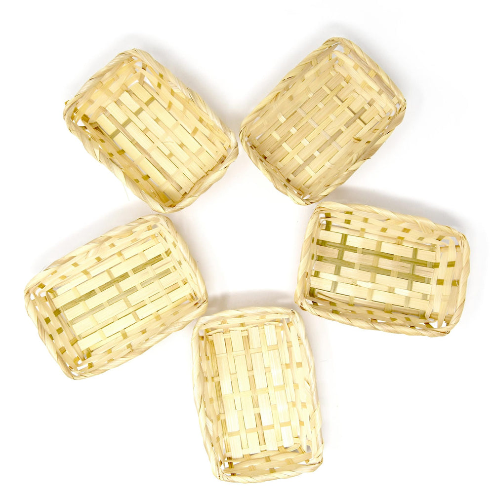 Bambus Körbchen in 5er Set Rechteckig 15 x 11 cm