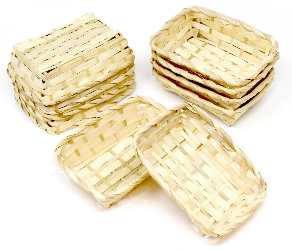 Bambus Körbchen in 10er Set Rechteckig 15 x 11 cm