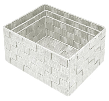 Badezimmer Körbchen Set eckig in Silber - Grau 3er